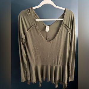 Free People Olive green baby doll top size small